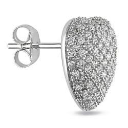 Miadora 14k White Gold 7/8ct TDW Diamond Heart Earrings (G H, I1 I2) Miadora Diamond Earrings