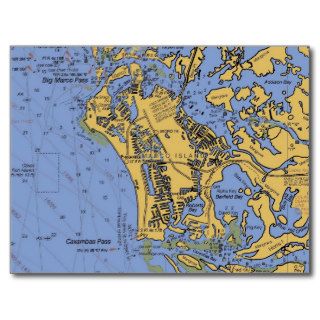 Marco Island, Florida Nautical Chart Postcard