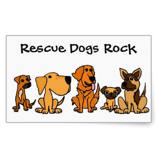 BB  Funny Rescue Dogs Group Cartoon Rectangle Sticker
