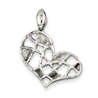 Sterling Silver Brushed & D/C Heart Pendant. Metal Wt  2.5g Jewelry