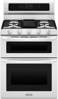 Kitchenaid KGRS505XWH 30 Inch, 5 Burner Freestanding Double Oven Range with Even Heat Convection Appliances