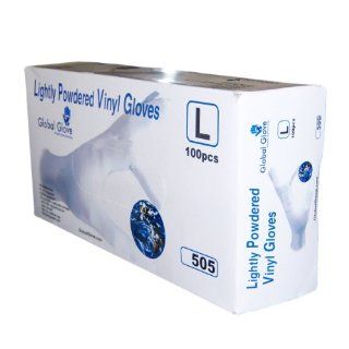 Global Glove 505 Lightly Vinyl Glove, Disposable, Powdered, 5 mils Thick, Medium, Clear (Case of 1000)