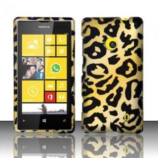 GOLDEN LEOPARD HARD PLASTIC SNAP ON MATTE COVER PHONE CASE FOR NOKIA LUMIA 521 [In Casesity Retail Packaging] 