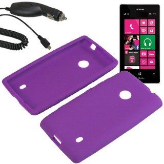 Aimo Silicone Sleeve Gel Cover Skin Case for T Mobile Nokia Lumia 521 + Car Charger Purple Cell Phones & Accessories