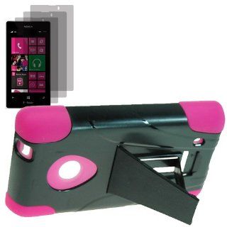 EagleCell Armor Video Stand Protector Hard Shield Snap On Case for T Mobile Nokia Lumia 521 Lumia 520 x3 Fitted Screen Protector  Magenta Pink Cell Phones & Accessories