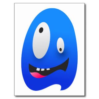 Funny Big Eye Blue Creature Laughing Post Card