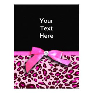 Hot pink leopard print ribbon bow graphic invite