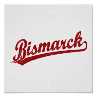 Bismarck script logo in red poster