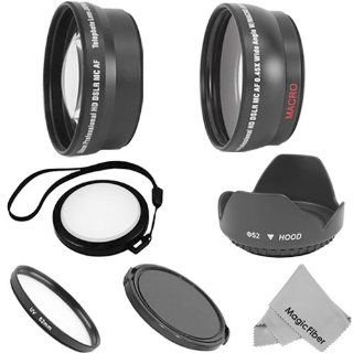 Essential Kit for NIKON DSLR Cameras (D5200 D5100 D5000 D3200 D3100 D3000 D80 D60 D40)   Includes 52MM 0.43X Wide Angle (w/ Macro Portion) and 2.2X Telephoto High Definition Lenses + Ultra Violet (UV) Lens Filter + White Balance Lens Cap + Tulip Flower Le
