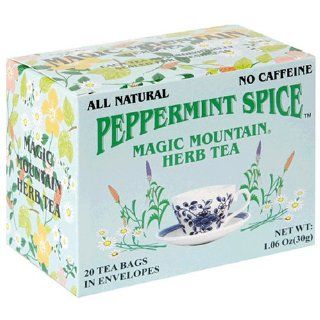 Magic Mountain Peppermint Spice Herbal Tea, 20 Count Boxes, (Pack of 6)  Herbal Remedy Teas  Grocery & Gourmet Food