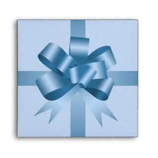 Satin blue bow ribbon party holiday gift square CD Envelope