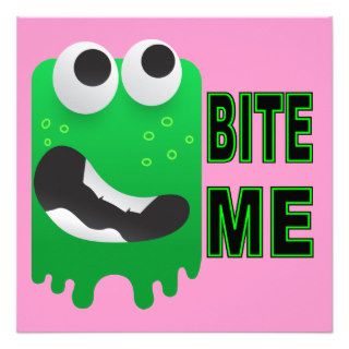 Bite Me   Green Monster Funny Creature Personalized Announcement