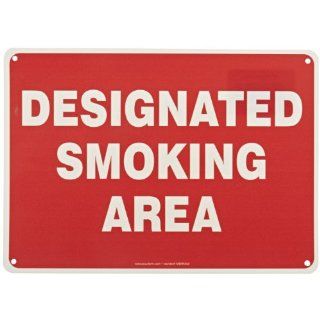 Accuform Signs MSMK403VP Plastic Safety Sign, Legend "DESIGNATED SMOKING AREA", 10" Length x 14" Width x 0.055" Thickness, White on Red Industrial Warning Signs