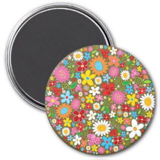 Whimsical Colorful Spring Flowers Pop Tree Nature Fridge Magnet