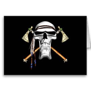 Skull and Tomahawks Greeting Cards