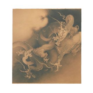 Two Dragons in Clouds Vintage Notepad