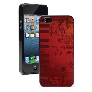 Apple iPhone 5 5S Black 5B509 Hard Back Case Cover Color Red Abstract Piano Keys Music Notes Cell Phones & Accessories