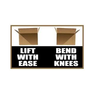NMC BT526 Motivational and Safety Banner, Legend "LIFT WITH EASE BEND WITH KNEES", 60" Length x 36" Height, Vinyl, White on Black Industrial Warning Signs