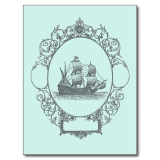 vintage sailboat Boy Pirate Birthday Party Post Card