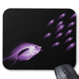 X RAY FISH CHASE BLACK PURPLE MOUSE PAD