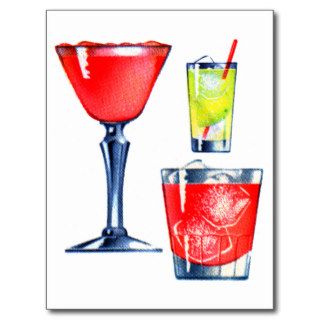Retro Vintage Kitsch 60s Cocktails Drinks Martinis Postcards