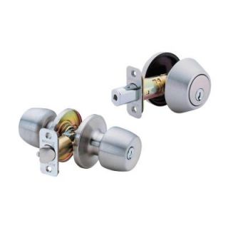Defiant Brandywine Stainless Steel Entry Knob and Single Cylinder Deadbolt Combo B86L1