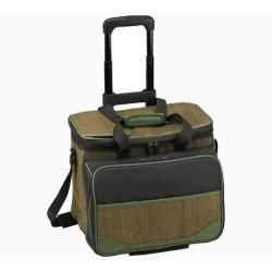 Picnic at Ascot Picnic Cooler for Four/Wheeled Cart Natural Fiber/Forest Green Picnic at Ascot Coolers
