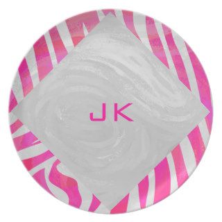 Zebra Hot Pink and White Print Party Plates