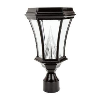 Gama Sonic 15 in. Victorian Outdoor Black 6 LED Solar Lamp with 3 in. Fitter Mount, GS 94F B