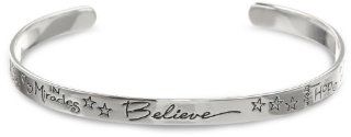 Sterling Silver "Believe In Miracles" Cuff Bracelet Jewelry