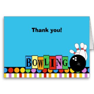 RETRO BOWLING PARTY Folded Thank you notes Cards