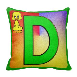 Alphabet Letter D Throw Pillows