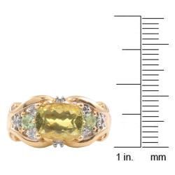 Michael Valitutti 14k Gold Apatite, Green Tourmaline and 1/8ct TDW Diamond Ring (I J, I1 2) Michael Valitutti Gemstone Rings