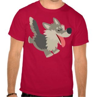 Cute Frolicsome Cartoon Wolf T Shirt