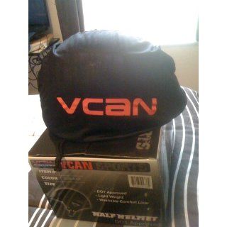 VCAN V531 Cruiser Half Helmet (Solid Gloss Black, Small) Automotive