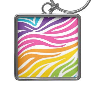 Colorful Rainbow Zebra Print Pattern Gifts Keychains