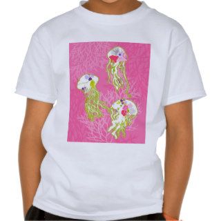 Jelly fishes on plain pink background. t shirt