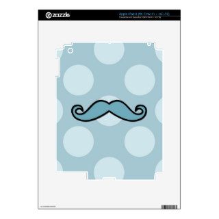 Handlebar Moustache, Polka Dots   Black Blue iPad 3 Skin