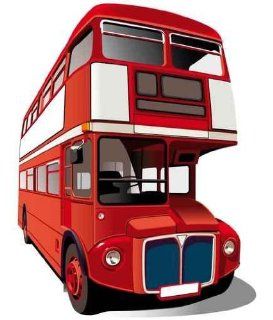 Bu Wall Decals Red Double decker Bus   30 inches x 26 inches   Peel and Stick Removable Graphic   Wall Decor Stickers