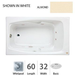 Jacuzzi CET6032WRL2XXA Almond Cetra 60" x 32" Cetra Drop In Comfort Whirlpool Bathtub with 8 Jets, Basic Controls, Right Drain and Left Pump CET6032 WRL 2XX  
