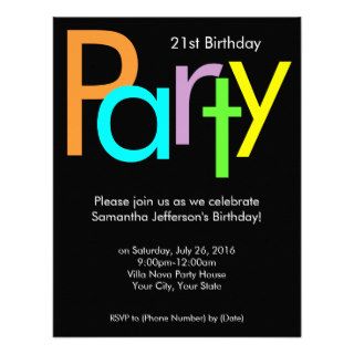 Chunky Block Colors 21st Birthday Party Invitation