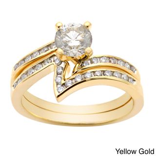 Auriya 14k Gold 1ct TDW Round Diamond Bridal Ring Set (H I, I1 I2) Auriya Bridal Sets