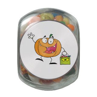 Happy Pumpkin Trick or Treating Glass Jars