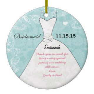 Wedding Gown Bridesmaid Choose Background Color Christmas Ornament