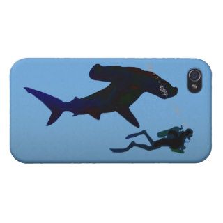 SCUBA diver and shark iPhone 4/4S Cases