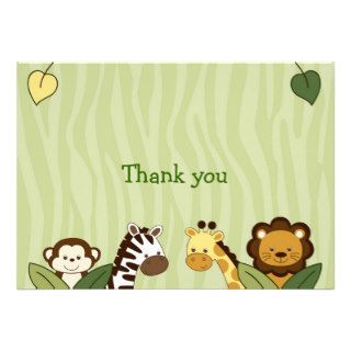 Safari Friends Jungle Animal Thank You Note Cards Personalized Invite