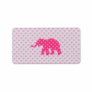 Trendy Pink Elephant Polka Dots Palm Tree Pattern Custom Address Label