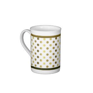 Stylish Golden Polka Dot Bone China Mug