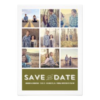Green Photo Grid Save The Date Announcements