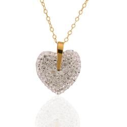 10k Yellow Gold White Crystal Heart Necklace Crystal, Glass & Bead Necklaces